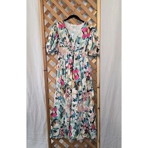 Sissyaki Floral Maxi Dress Puff Sleeve Summer Romantic Cottagecore Sz S NWT 2026